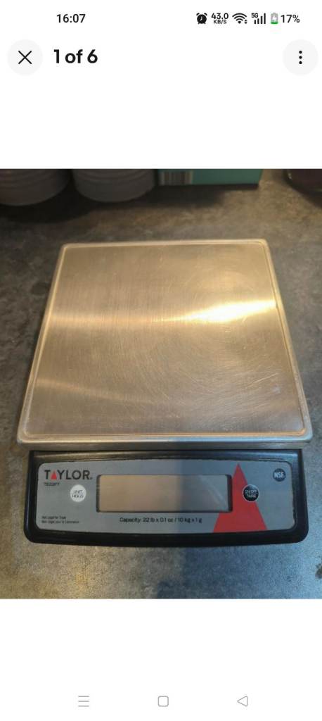 Taylor TE22FT Stainless Steel Digital Heavy Duty Kitchen Scale 10kg Capacity