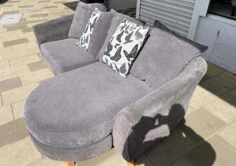 DFS Grey Cord Fabric Chaise Sofa £195 Free Local Delivery  Chaise can go either side