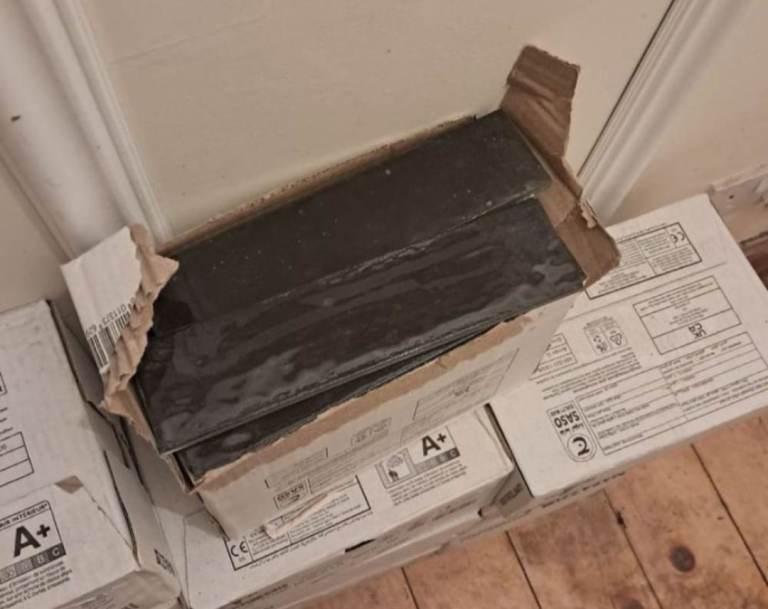 x9 boxes of black Italian porcelain kitchen bathroom tiles