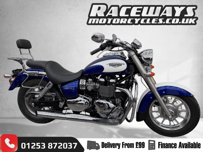 TRIUMPH BONNEVILLE AMERICA 2013 13 REG 4,674 MILES BLUE USED MOTORCYCLE 865CC
