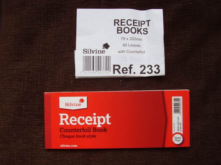 Receipt Books Silvine 233 with counterfoils.