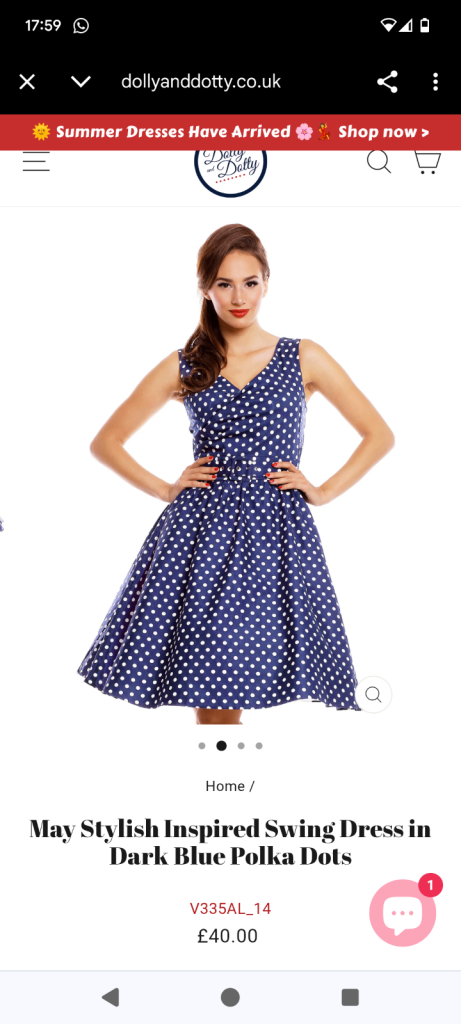 Goodwood ladies Dolly & Dotty swing dress size 12 