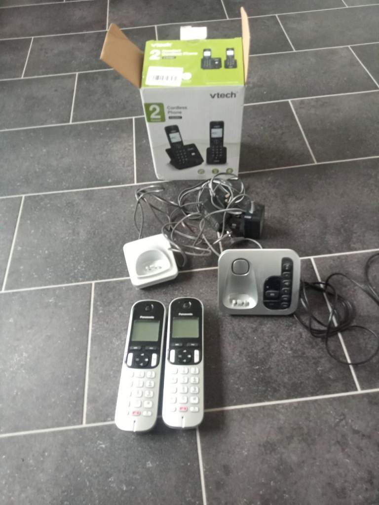 Vtech Cordless Home Phones Twin Pack - White, Good Condition