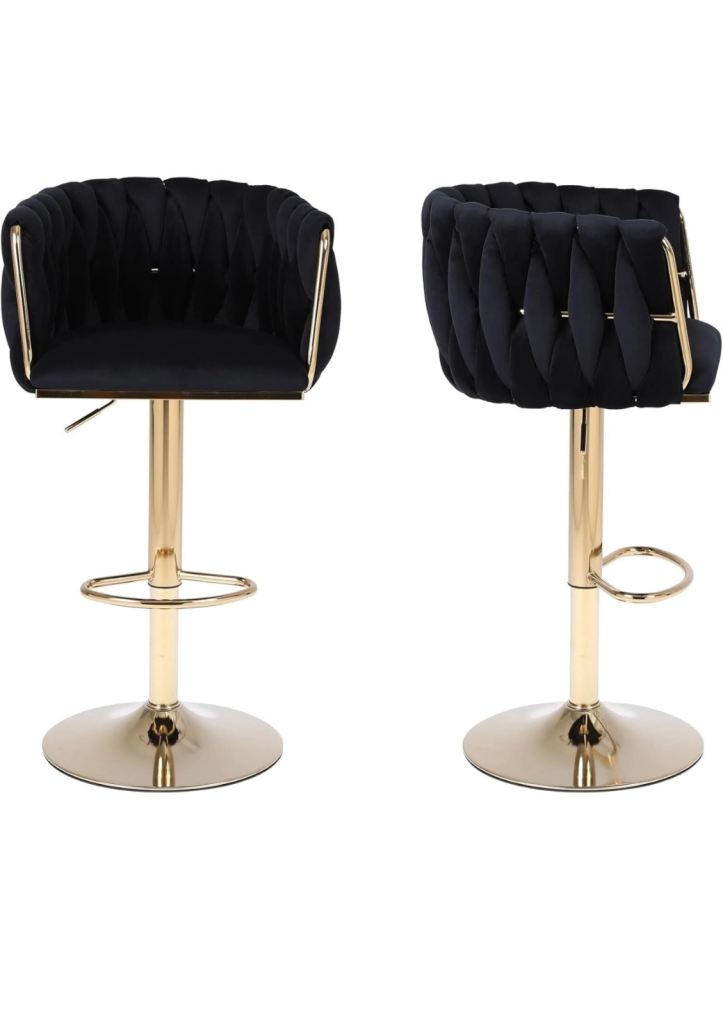 2 velvet cushioned stool bars 