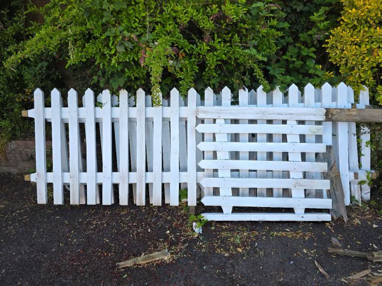 White Wooden Picket Fence & Gate