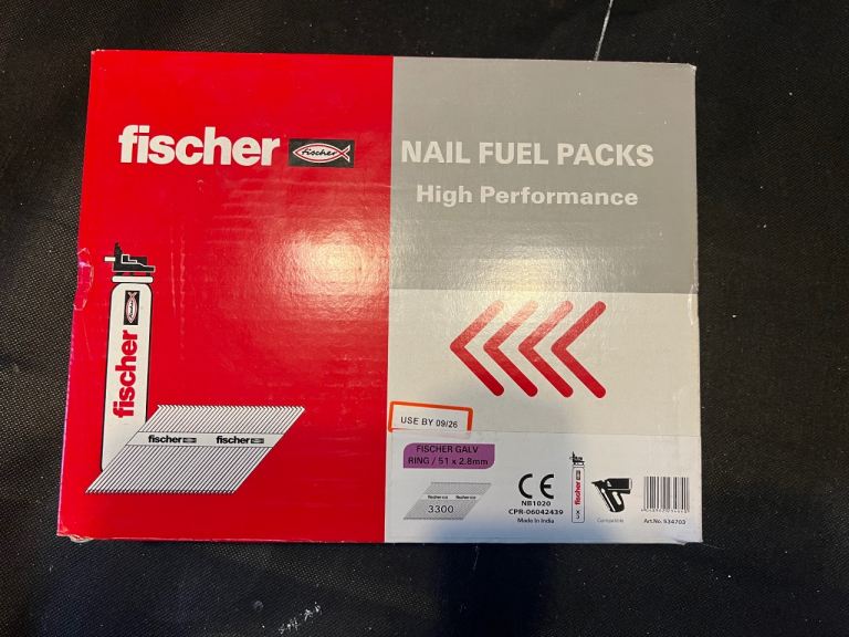 Fischer nail gun fuel and nail strips