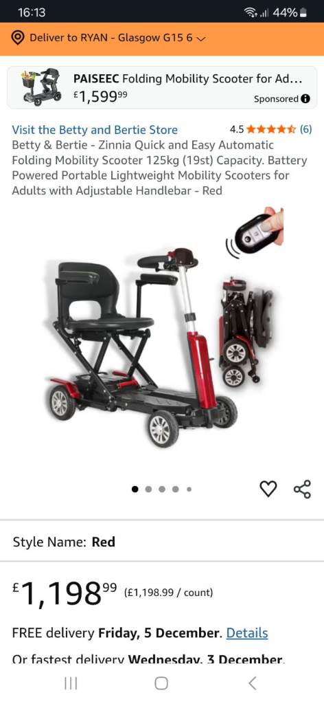 Mobility scooter auto folding 