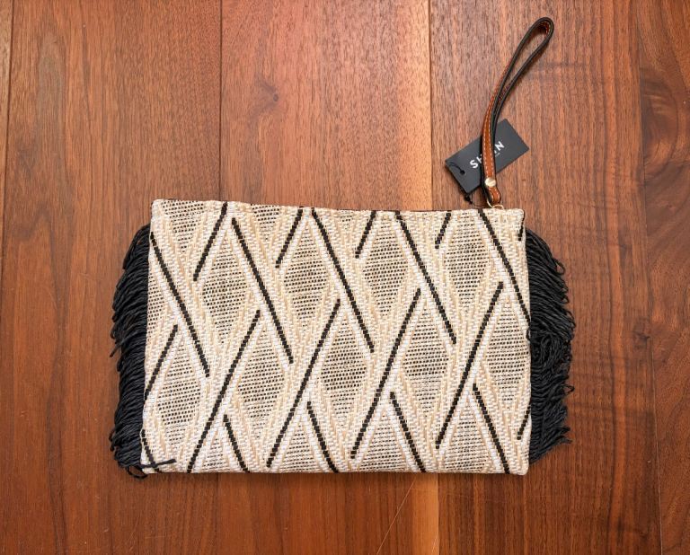 Woven Clutch Bag with Fringe – Brand New