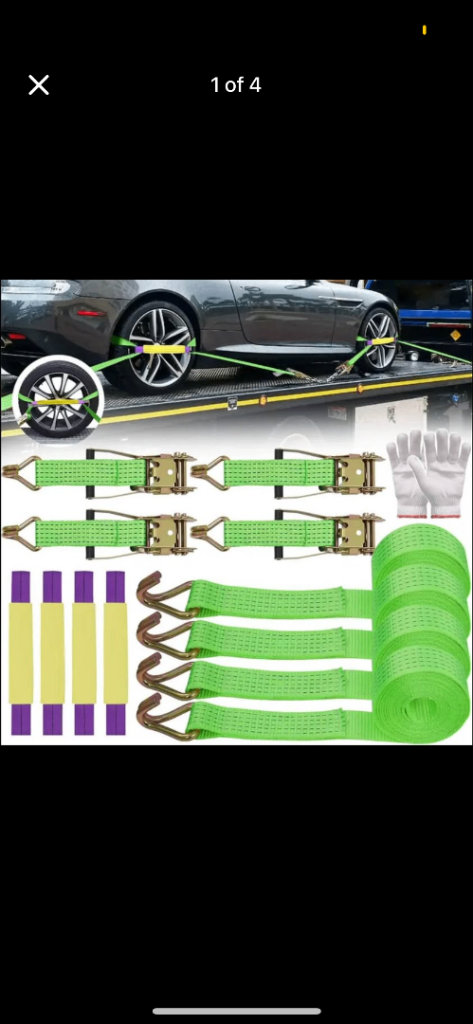 4x Recovery Transport Wheel Ratchet Straps Car Truck Trailer Set brand new