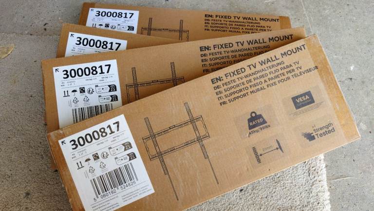 5 x Brand New Fixed TV Wall Mount – Rated 45kg Bracket 