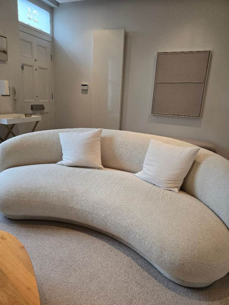 Denelli Italia Boucle Curved Sofa in Off White