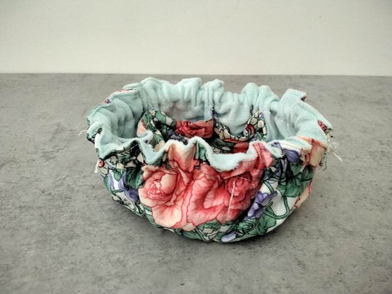 Floral and Mint Green Travel Jewellery Pouch with drawstring seal. 