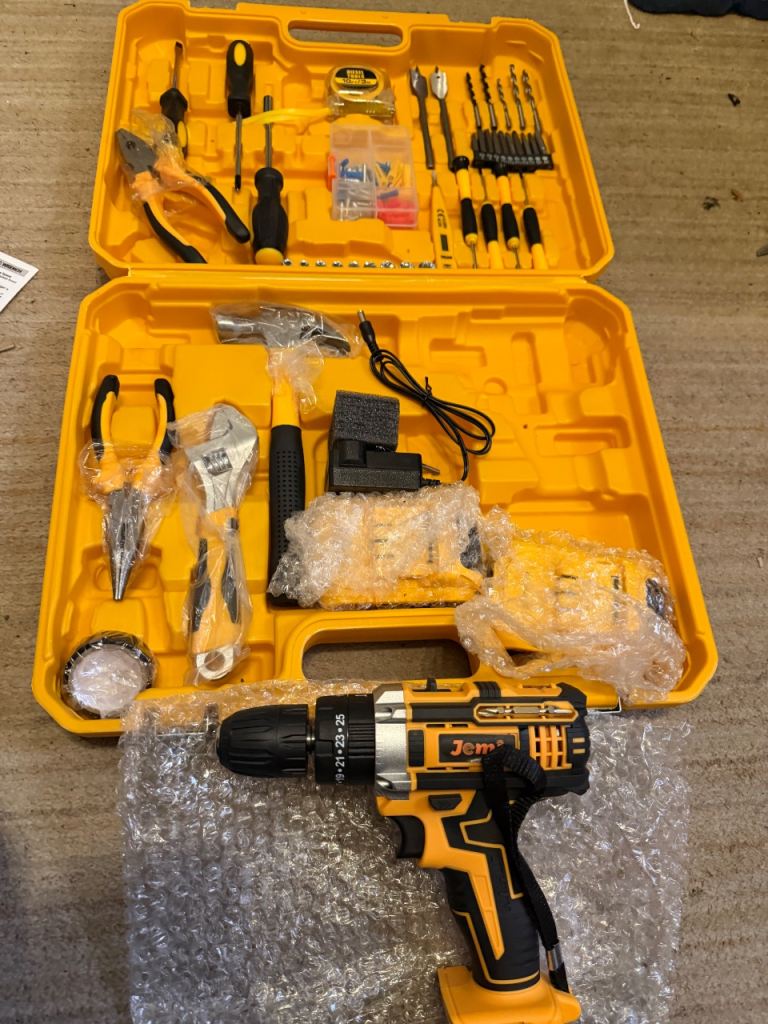 Jemi Cordless Drill & Tool Kit – NEW, Orange & Black