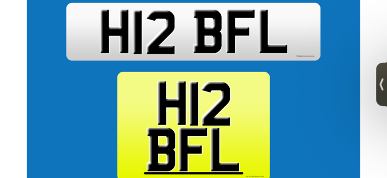 H12 BFL private cherished personal personalised registration plate number 