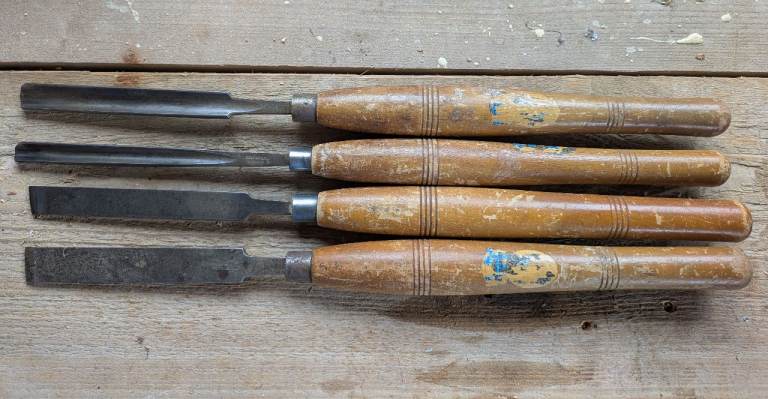 Set of 4 High Quality Robert Sorby Wood Turning Chisels