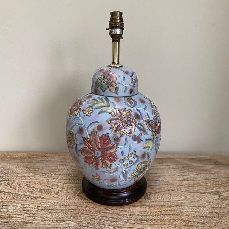 Vintage Decorative Floral Ceramic Table Lamp Gold Detail Style Statement Lighting