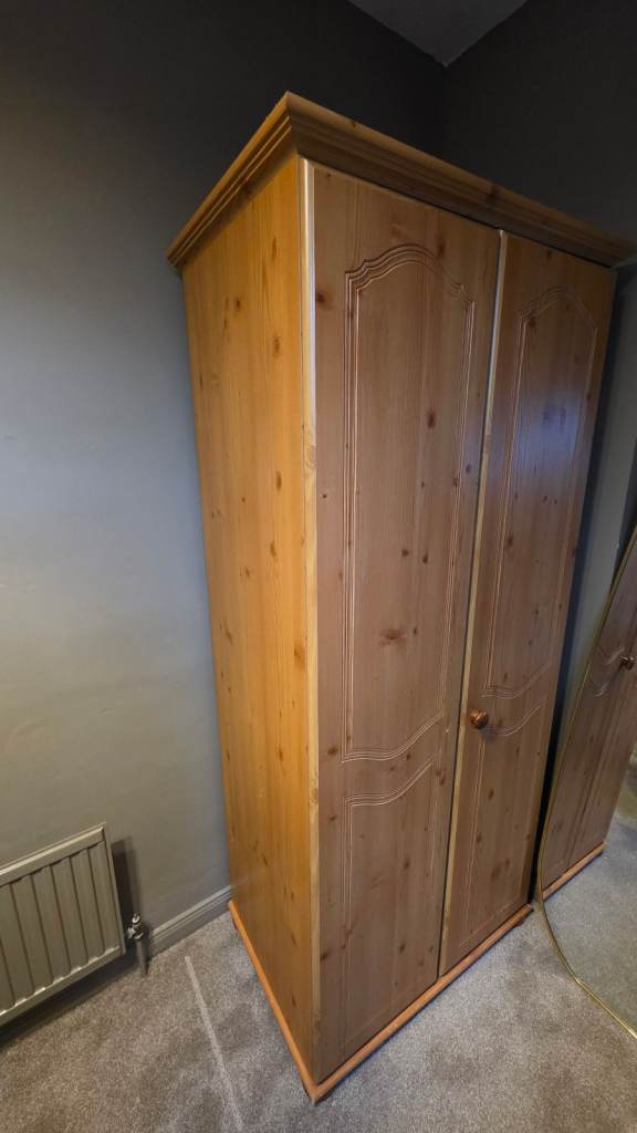 Solid Pine Wood Wardrobe, Good Condition