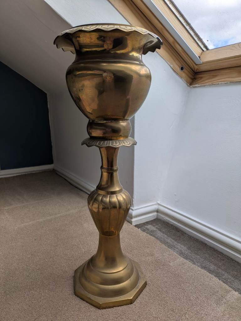 Vintage Brass Pedestal Plant Stand