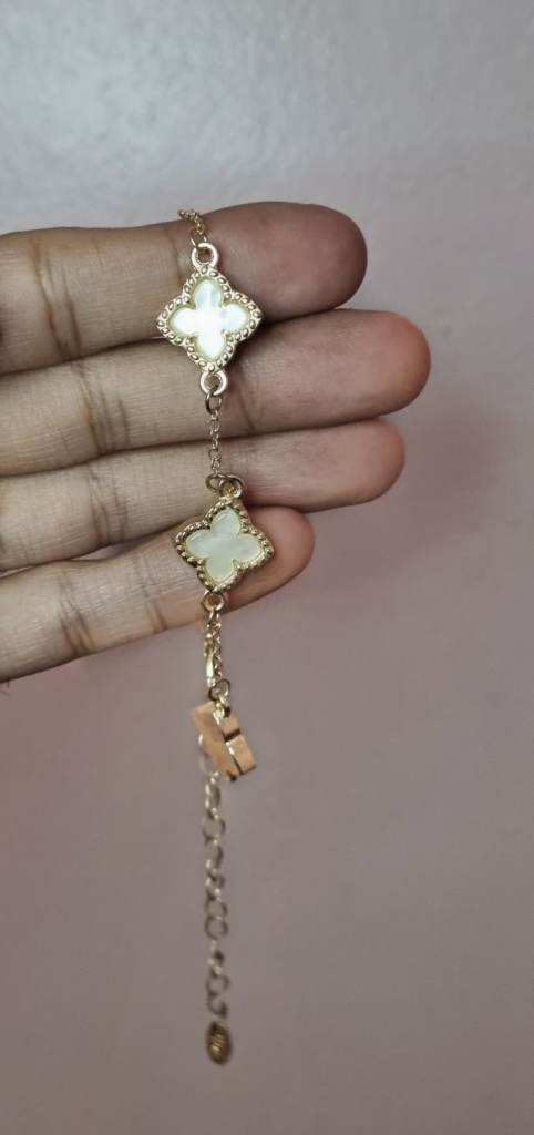 1pc White Clover and Flower Bracelet for Women Jewelry Gift 