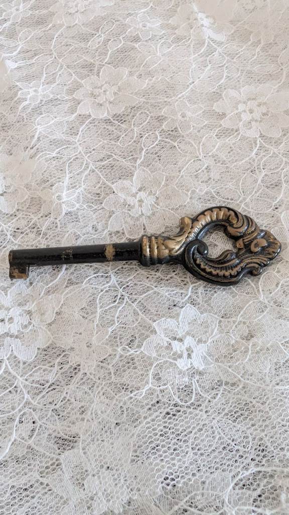 Louis XV French ornate brass or bronze handle kitchen cabinet antique key