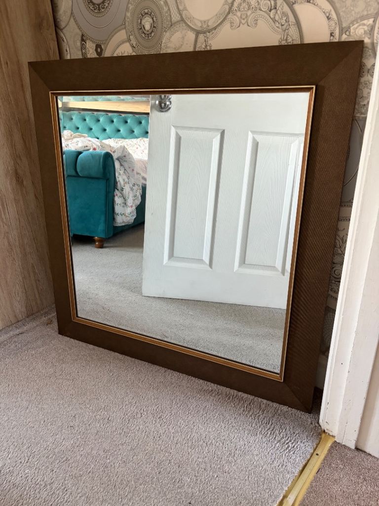 Large square bronzed mirror