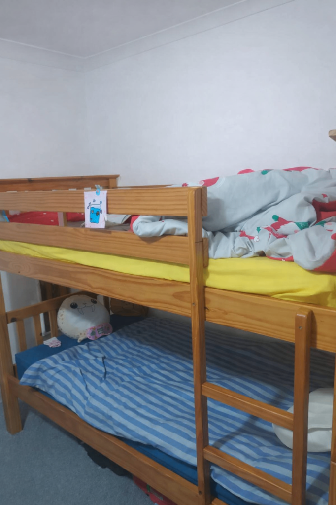 Wooden bunked bed