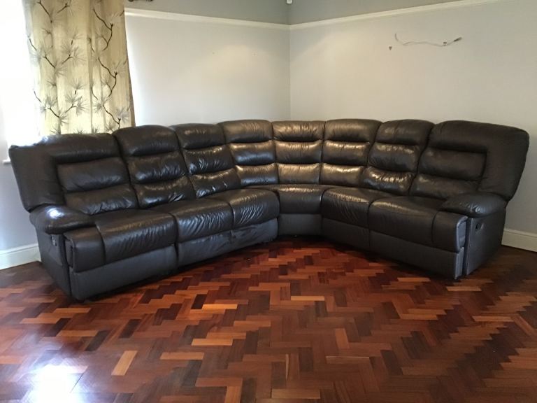 Dark Brown leather corner sofa 