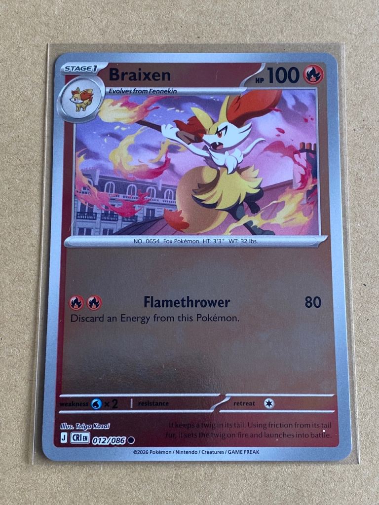 Pokémon Braixen 012/086 Reverse Holo Chaos Rising 2026 English