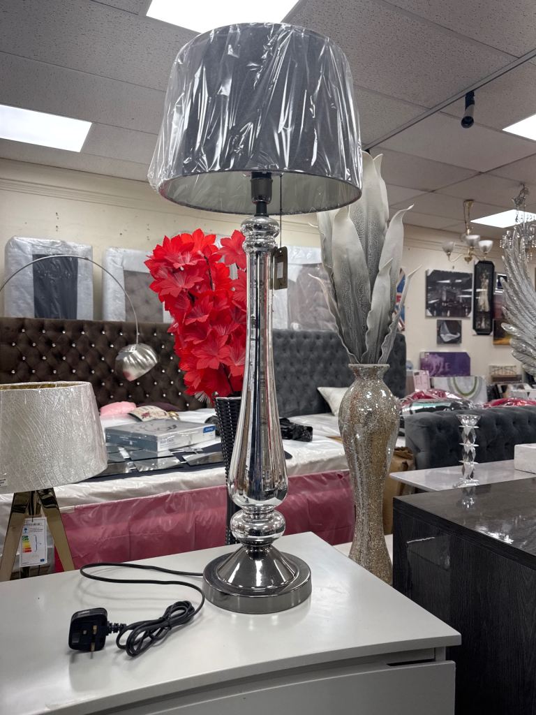 Tall lamp with chrome finish 
