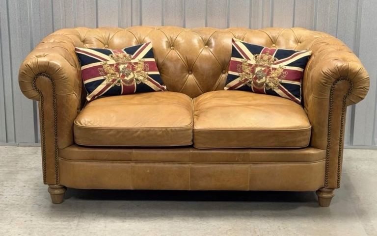 Leather Chesterfield Sofa by Alexander & James - Free Local Delivery 