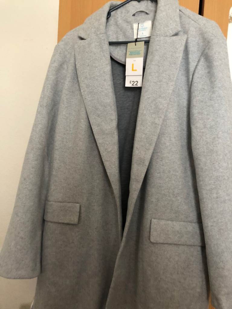 Primark Grey Recycled Polyester Coat – Brand New with Tags