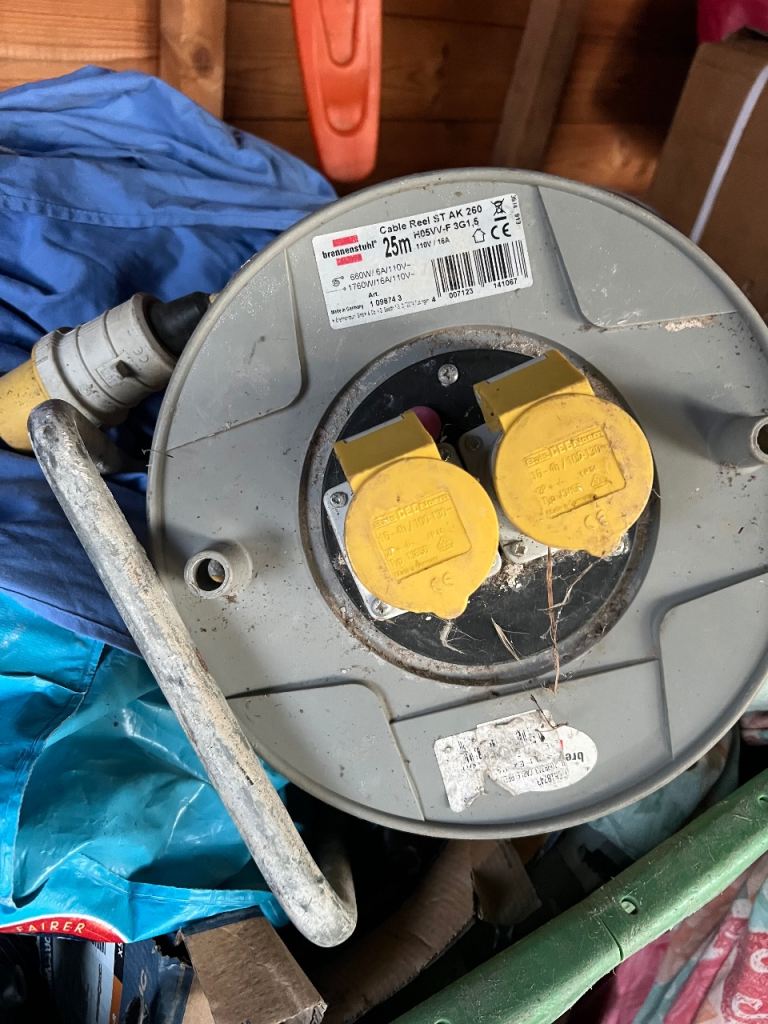 Brennenstuhl 110V/16A Power Cable Reel - 25m, Two Sockets