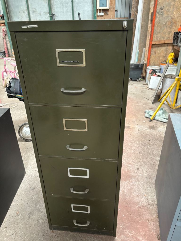 Metal Filing Cabinet – Four Drawers, Green