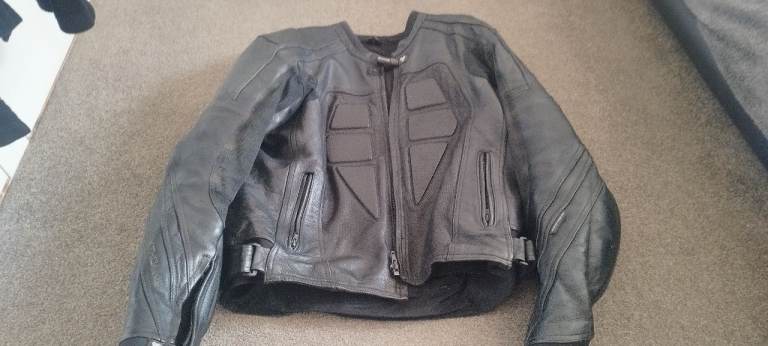 Frank Thomas sport stealth leather motorcycle jacket uk44" 