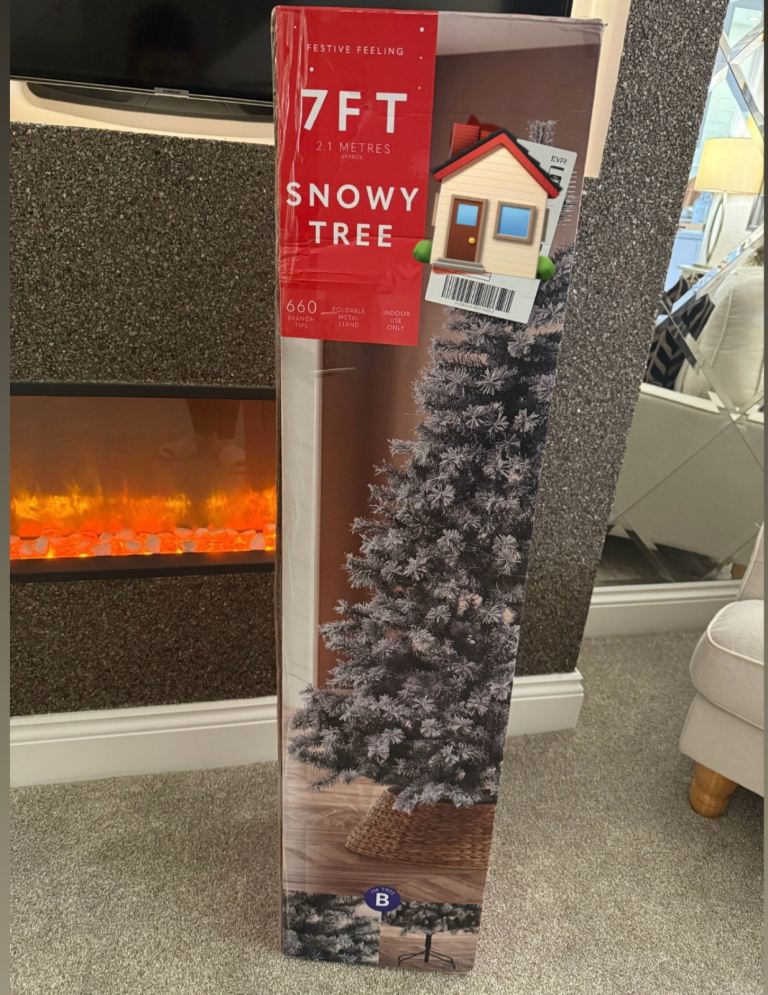7ft snow flocked Christmas tree - brand new in unopened box
