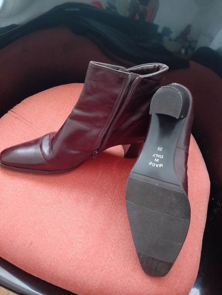 SANDRO MORI Brown Leather Ankle Boots - Made in Italy, Size 39 EU 