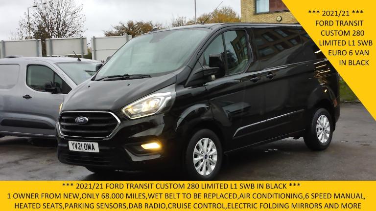 2021 Ford Transit Custom 280 LIMITED L1 SWB IN BLACK WITH AIR CONDITIONING,PARKING SENSORS AND MO...