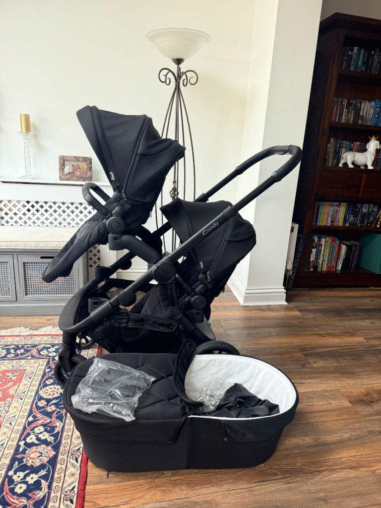 iCandy orange 4  black double pram 