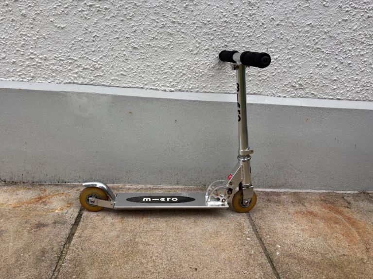 Micro Scooter - Silver Frame, Black Handles, Good Condition