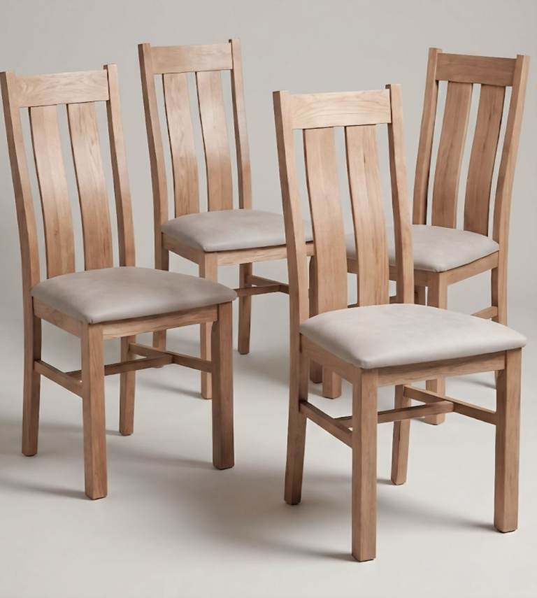 Provence oak table 110cm diameter plus 4 solid oak chairs