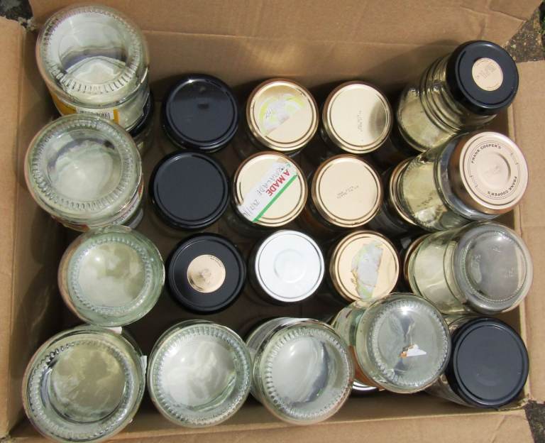 31 CLEAN HONEY TYPE JAM JARS ALL WITH LIDS