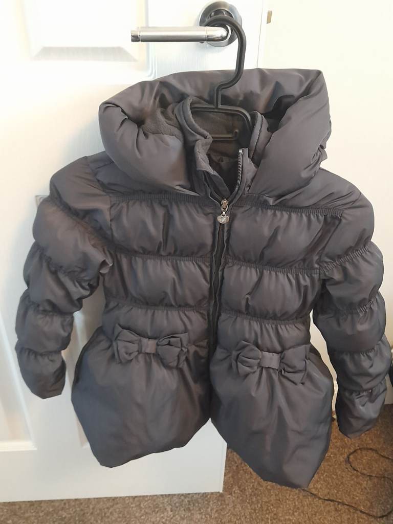 2 Girls Jackets -  Grey A*Dee Hooded Padded Jacket and Black Hooded Padded River Island Jacket