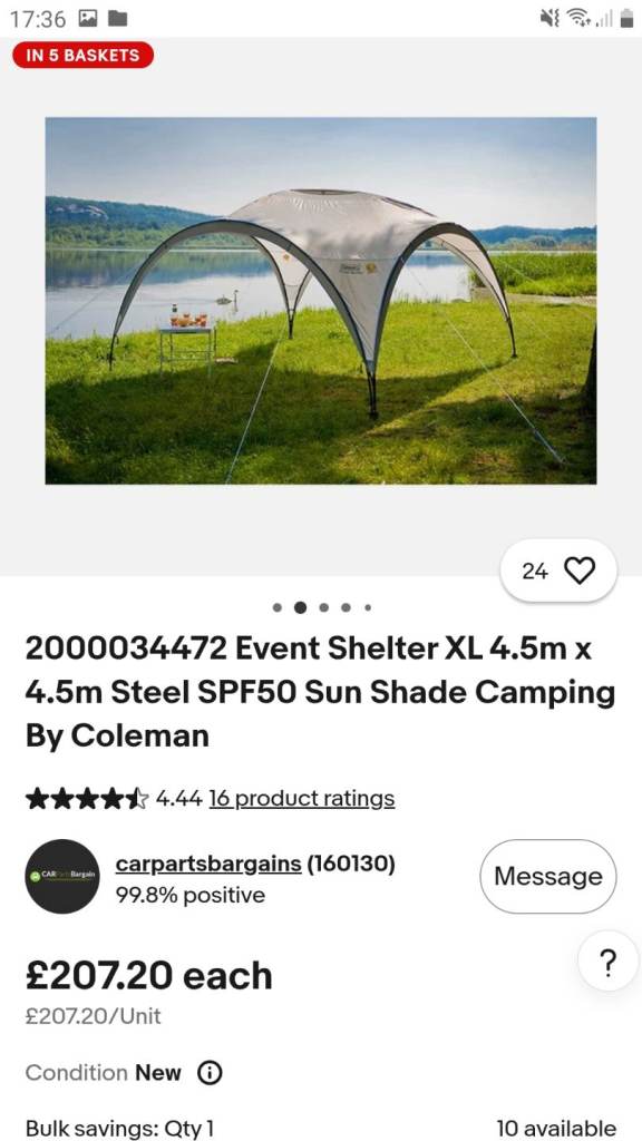 Coleman Event Shelter XL 4.5m x 4.5m Steel SPF50 Sun Shade