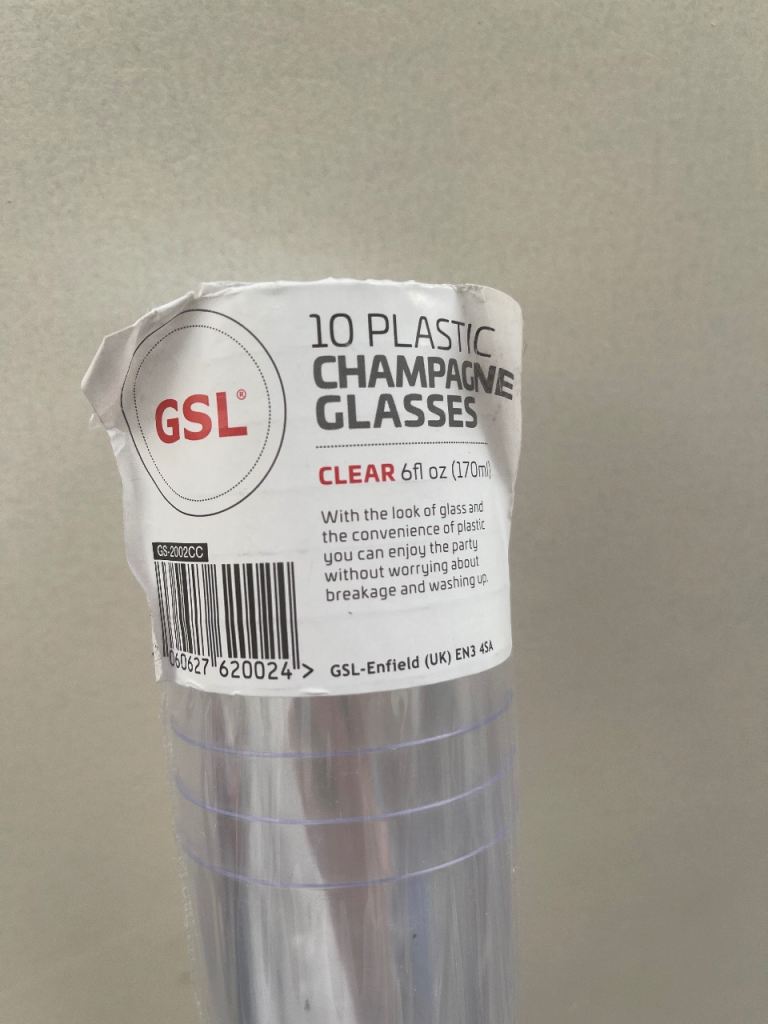 Plastic cup/flute disposable