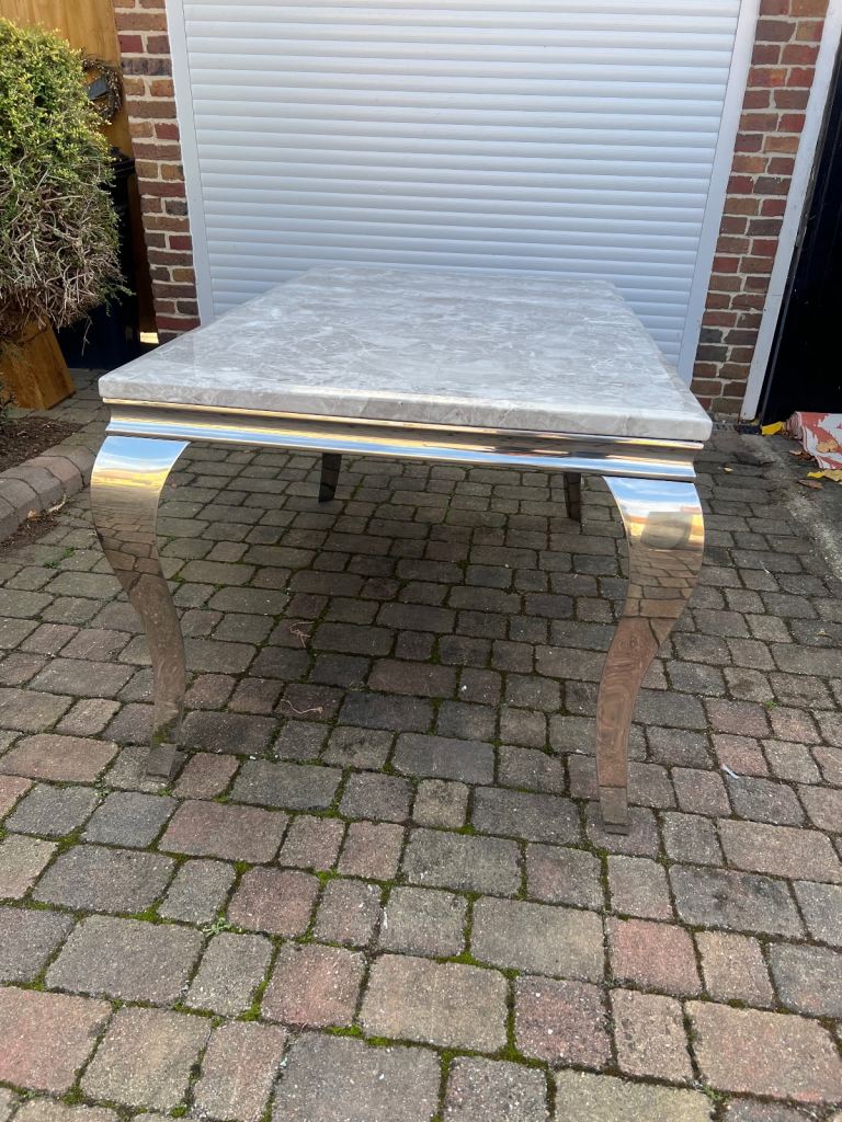 Marble and chrome dining table and 6 chairs 