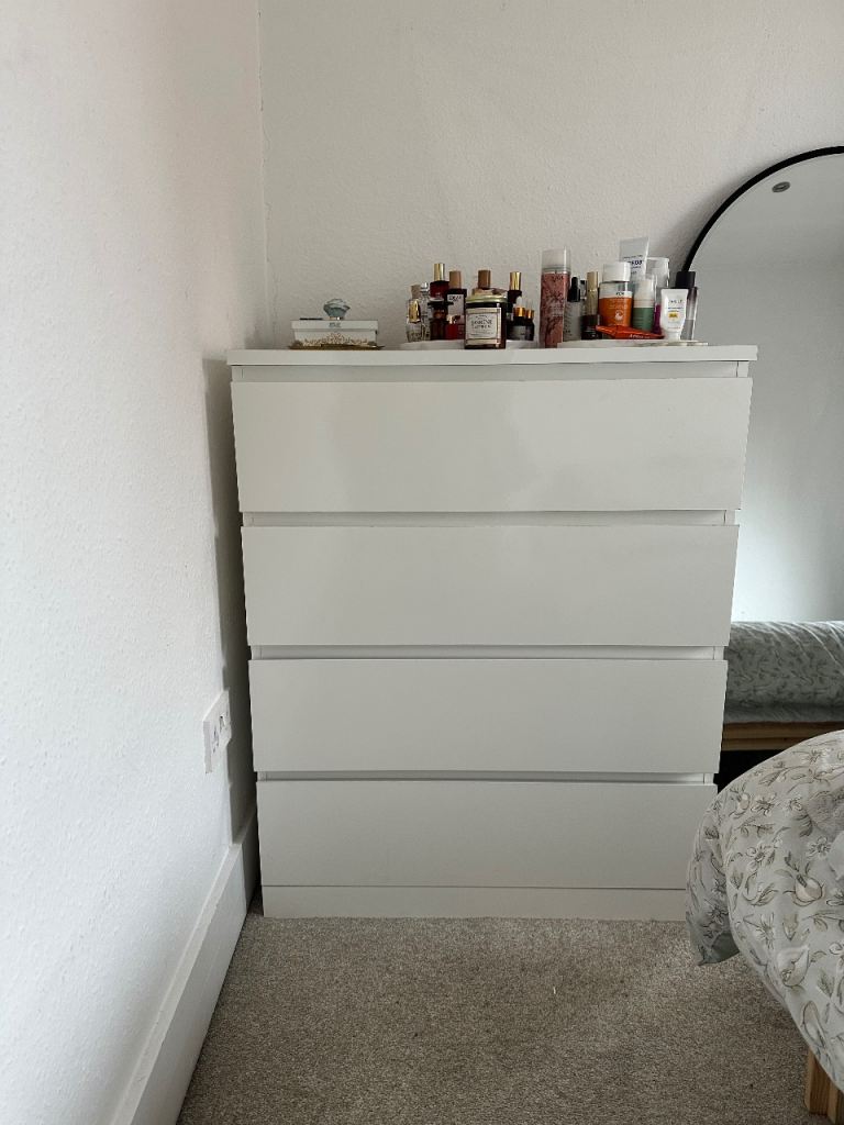 IKEA Malm Chest of 4 Drawers White 80x100cm High Gloss 