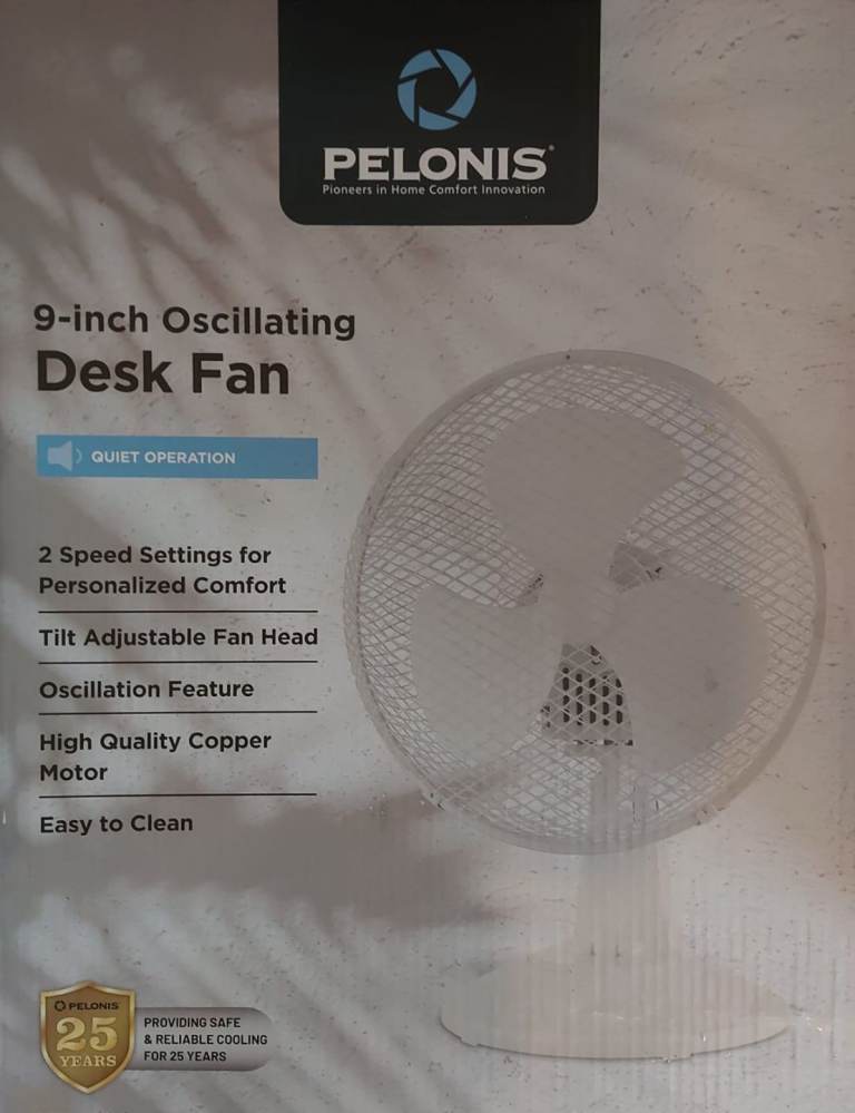 Pelonis 9 inches Oscillating Desk Fan 
