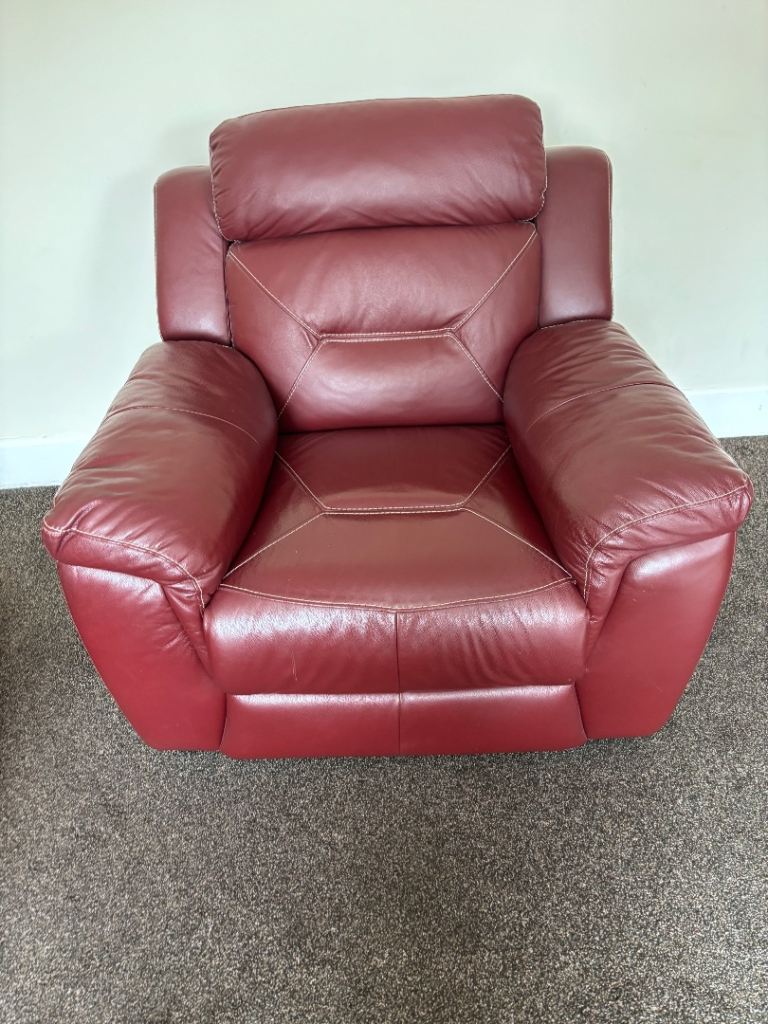 Red Leather Armchair - Good Condition, Comfy Seating