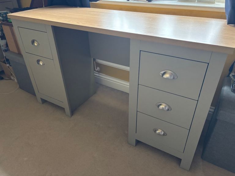 Lancaster Study Desk Grey Home Office Study Computer Table Dressing Bedroom