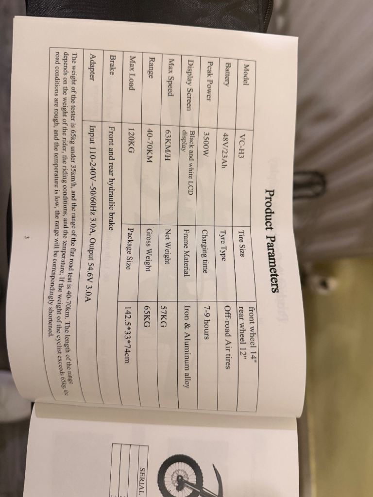 Vipcoo h3 dirt bike 4 weeks old bought it brand new 19th november 